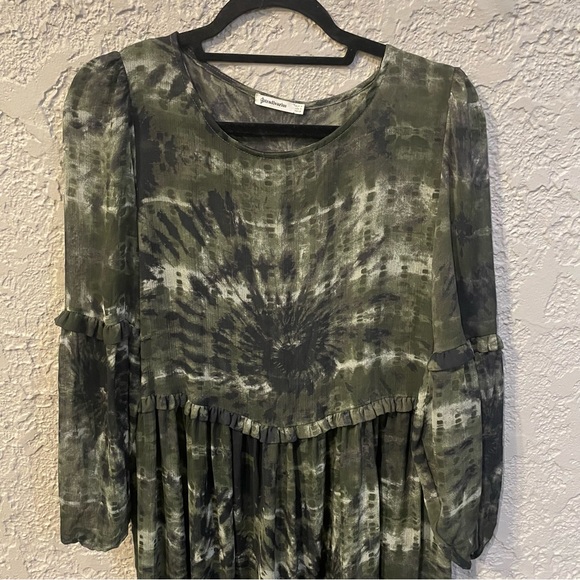 STRADIVARIUS | tie dye flowy chiffon midi dress - Picture 4 of 5